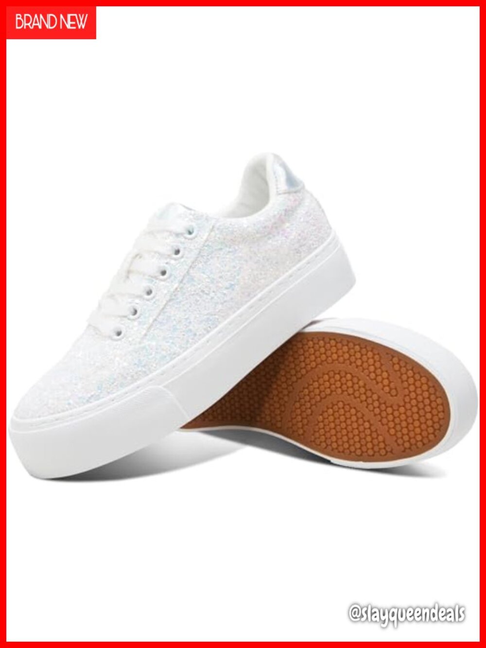Glitter Platform Sneakers Women Sequin Bling Thick Sole Walking Wedding Shoes